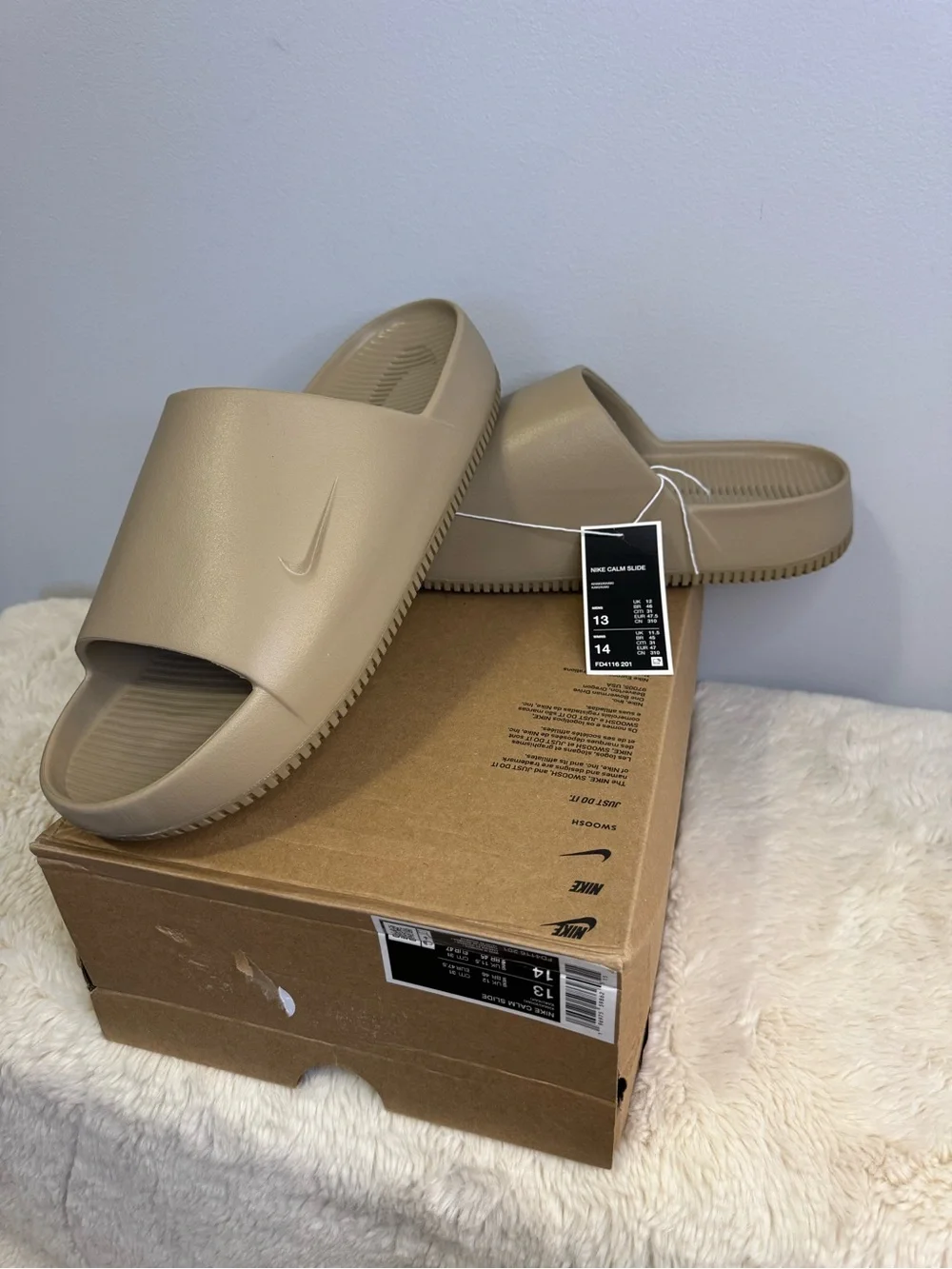 Nike Calm Slide- Tan color